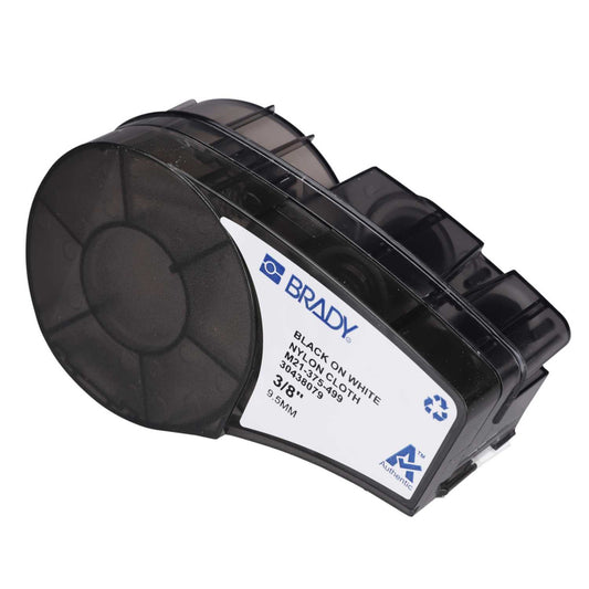 Brady 9.53mm x 4.88m Nylon Cloth Black on White Label Cartridge