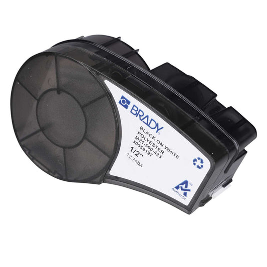 Brady 12.7mm x 6.4m Polyester Black on White Label Printer Tape