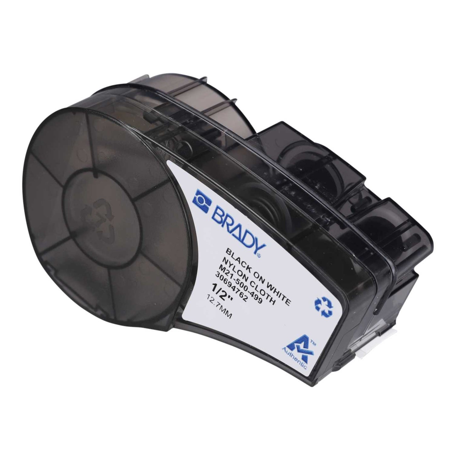 Brady 12.7mm x 4.88m Nylon Cloth Black on White Label Printer Tape