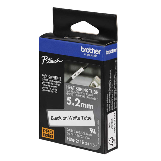 Brother 5.2mm x 1.5m Heatshrink Label Cartridge Black on White
