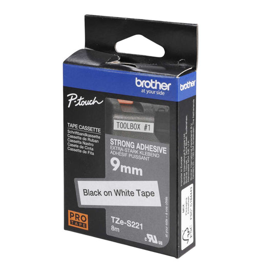 Brother 9mm Black On White Strong Adhesive Pro Tape