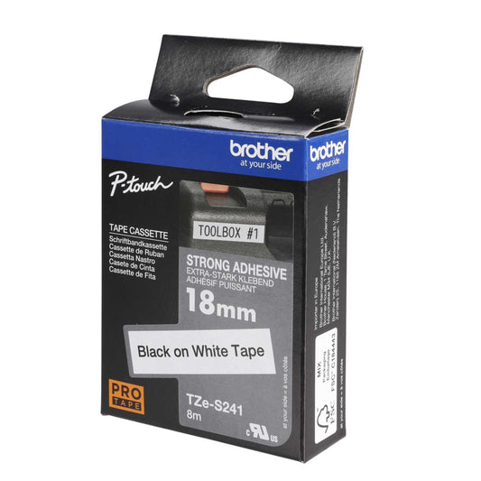 Brother 18mm Black On White Strong Adhesive Pro Tape
