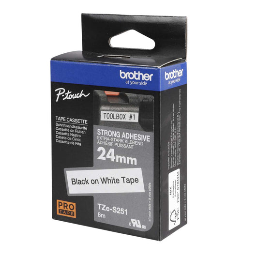 Brother 24mm Black On White Strong Adhesive Pro Tape