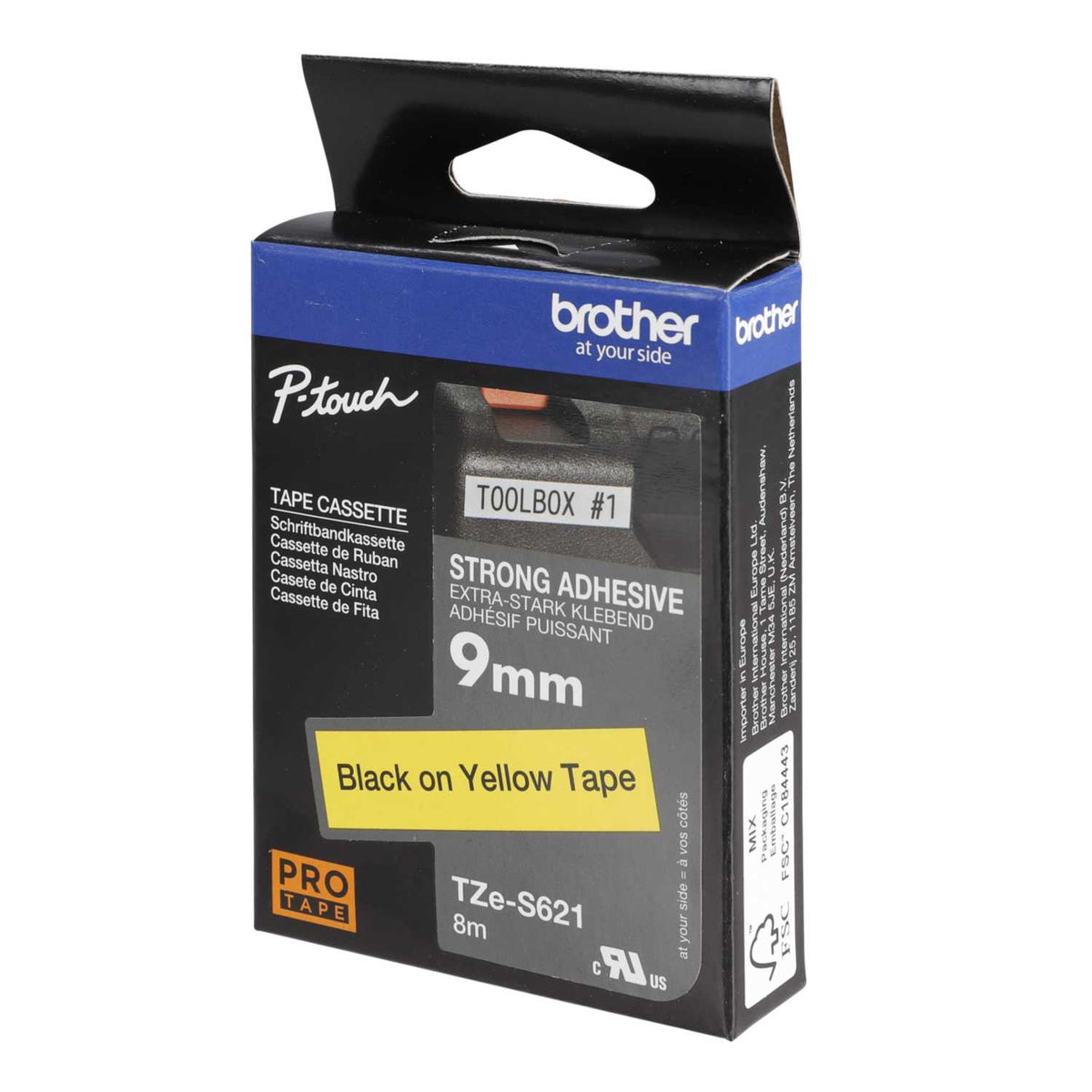 Brother 9mm Black On Yellow Strong Adhesive Pro Tape