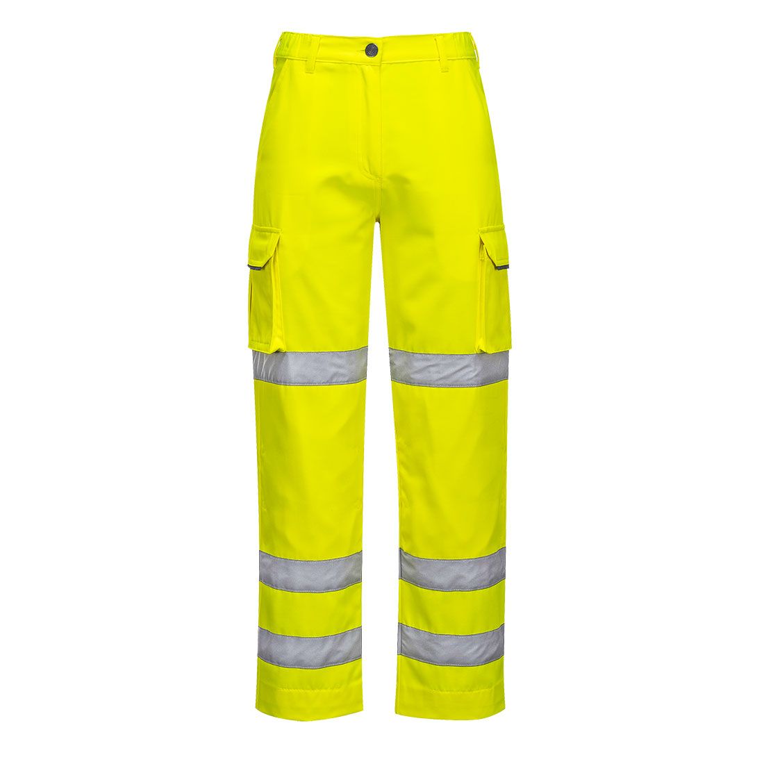 Hi-Vis Women's Three Band Work Trousers, L, R, Yellow