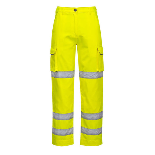 Hi-Vis Women's Three Band Work Trousers, L, R, Yellow