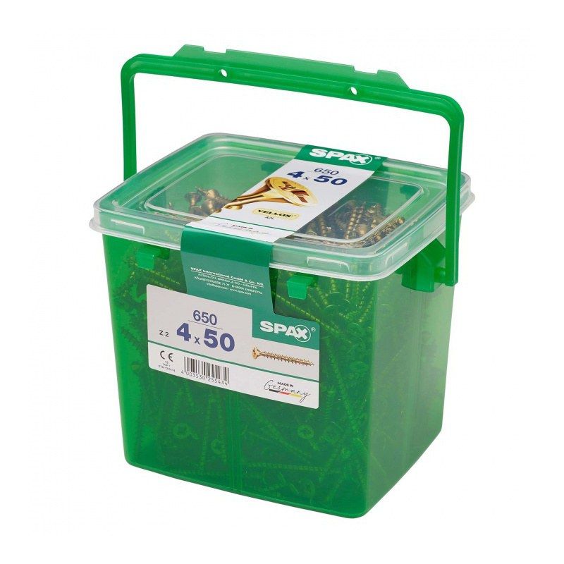 SPAX YELLOX POZI CSK PZ2 SCREWS 4.0 x 50mm TUB 650 5081020400509