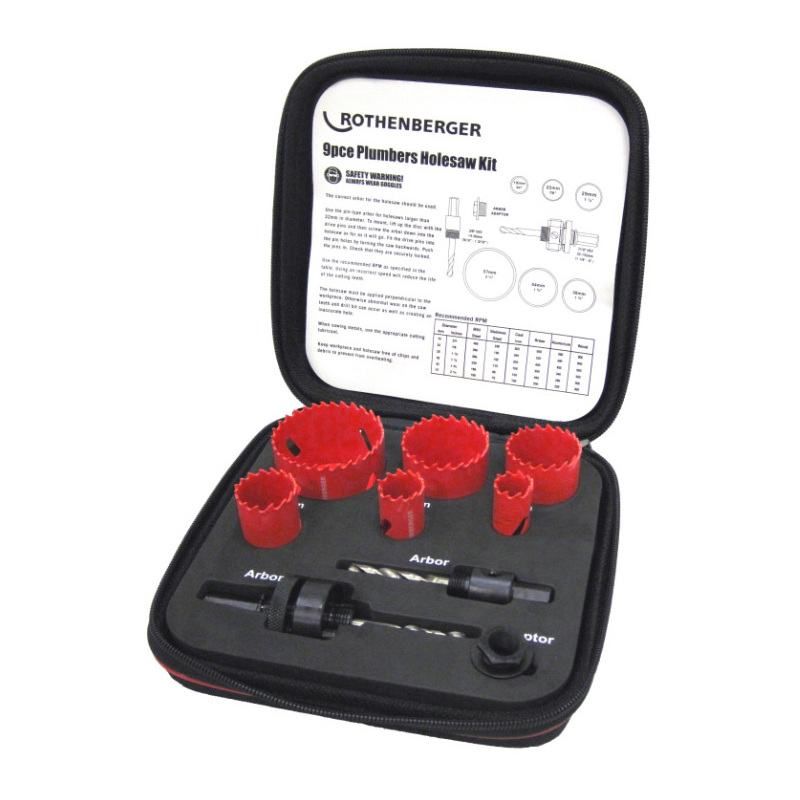 ROTHENBERGER PLUMBERS HOLE SAW KIT 19-22-29-38-44-57mm 114202R