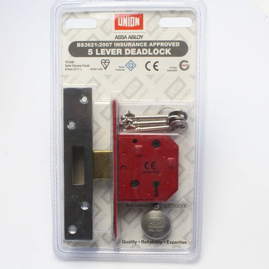 UNION 5 LEVER MORTICE DEADLOCK Y2134E-PL-2.50