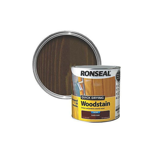 RONSEAL QUICK DRYING WOODSTAIN 2.5l SATIN DARK OAK 30948