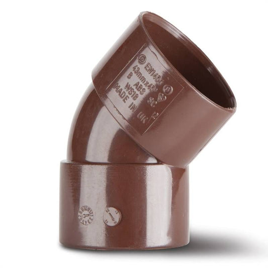 POLYPIPE ABS OBTUSE BEND 40mm x 45deg BROWN WS18BR