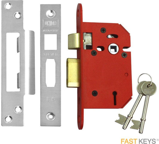 UNION STRONGBOLT 75mm BS 5 LEVER SASHLOCK SS/SC BOXED J2200S-SC-3.0