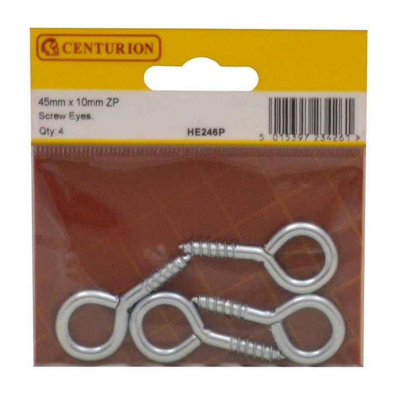 CENTURION HE246P ZINC PLATED 45mm SCREW EYE PACK 4