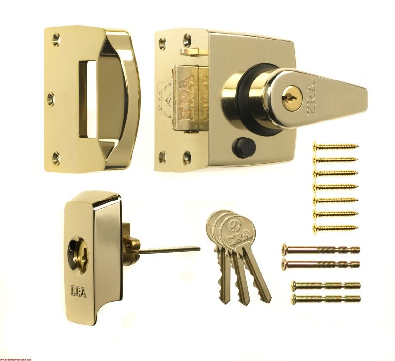ERA BS NARROW STYLE HIGH SECURITY NIGHTLATCH 40mm BRASS VISI PACK 1830-32