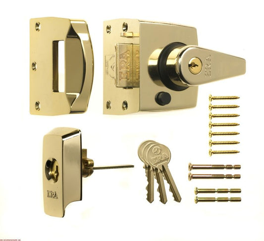 ERA BS NARROW STYLE HIGH SECURITY NIGHTLATCH 40mm BRASS VISI PACK 1830-32