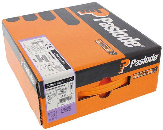 PASLODE GALV PLUS RING NAILS & 3 FUEL CELLS FOR IM350 51 x 2.8mm (BOX 3300) 141204