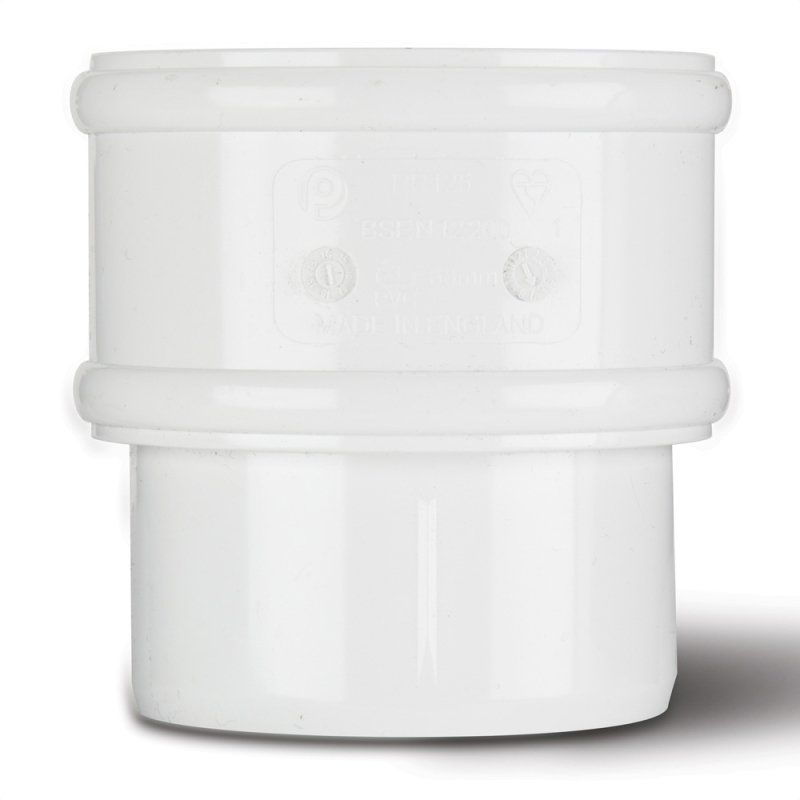 POLYPIPE RAINWATER 68mm ROUND DOWNPIPE CONNECTOR RR125W WHITE