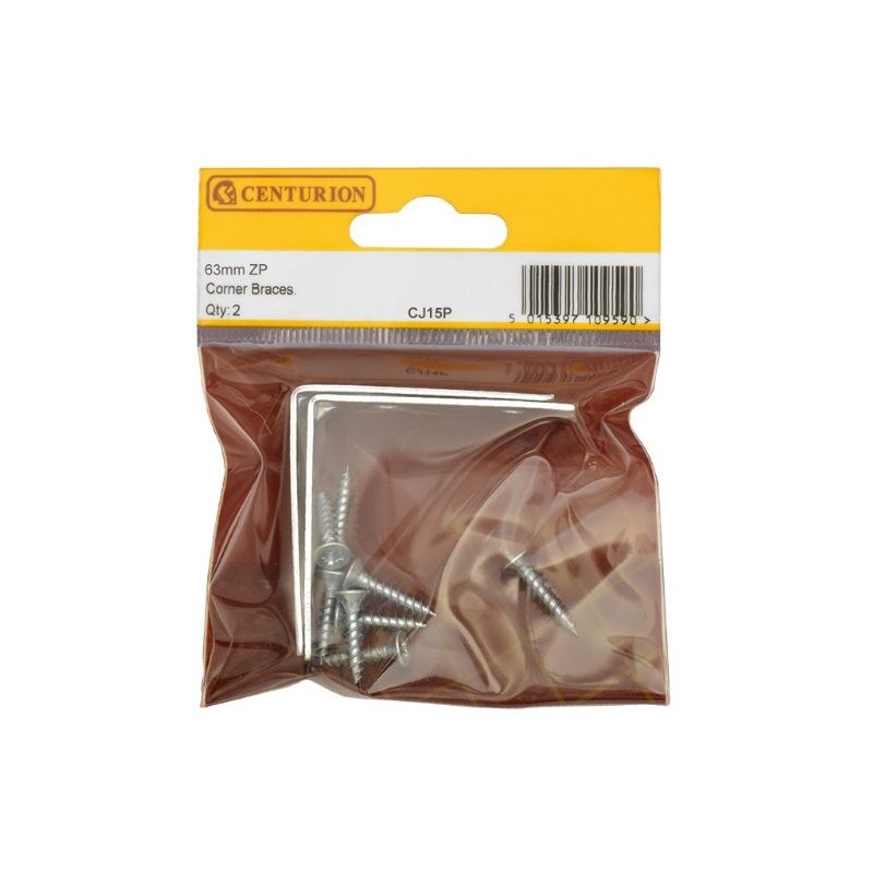 CENTURION CJ15P ZINC PLATED CORNER BRACE 63mm PACK 2