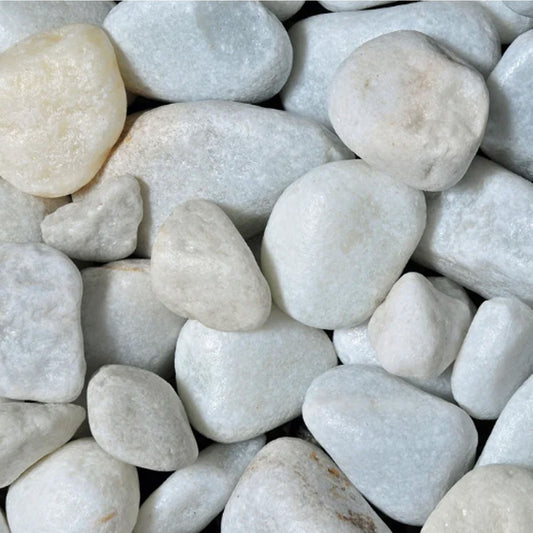 Border Big Bag White Marble Cobbles Including Bag Cobmarble1
