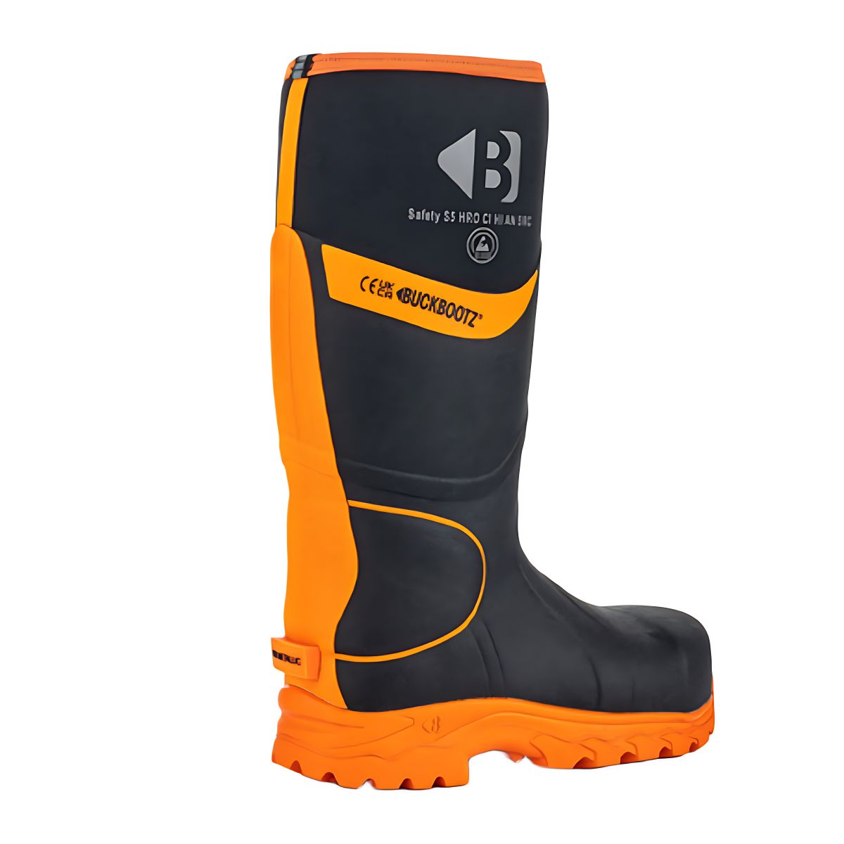 BUCKBOOTZ BBZ8 WELLINGTON BOOT BLK/ORANGE SIZE 7 