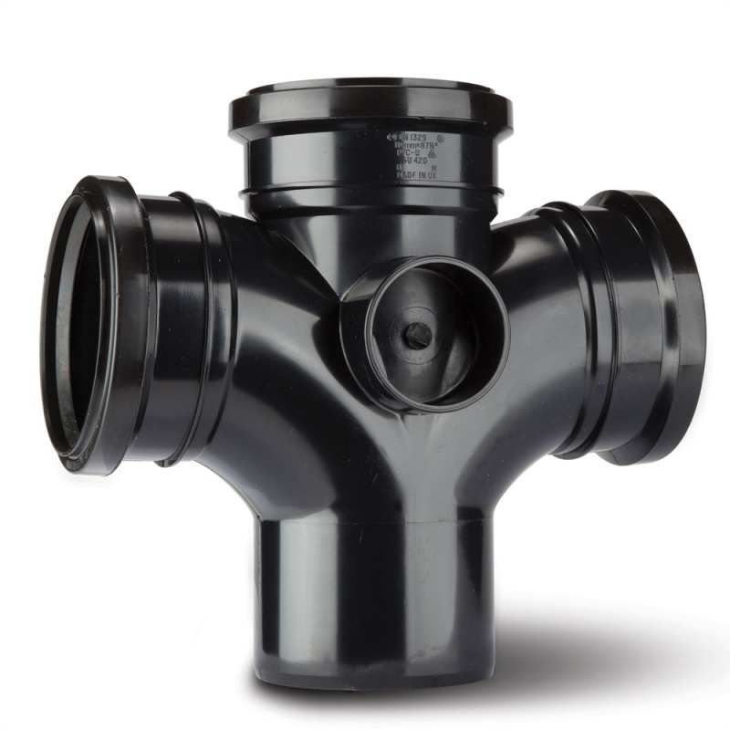 POLYPIPE DOUBLE BRANCH 110mm x 92.5deg SU420 SU420B BLACK