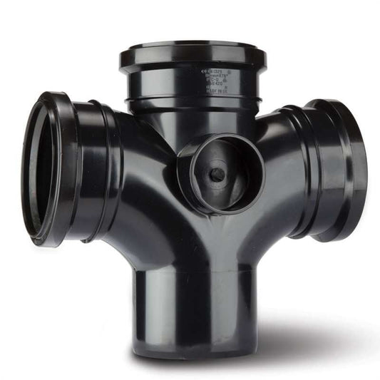 POLYPIPE DOUBLE BRANCH 110mm x 92.5deg SU420 SU420B BLACK