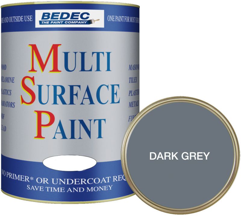 BEDEC SOFT SATIN MULTI SURFACE PAINT 750ml DARK GREY BEDE2KBR001/29