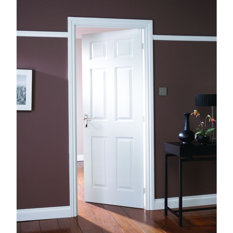 JELD WEN 6 PANEL GRAINED PRIMED DOOR 6'6 x 2'3 23BTN