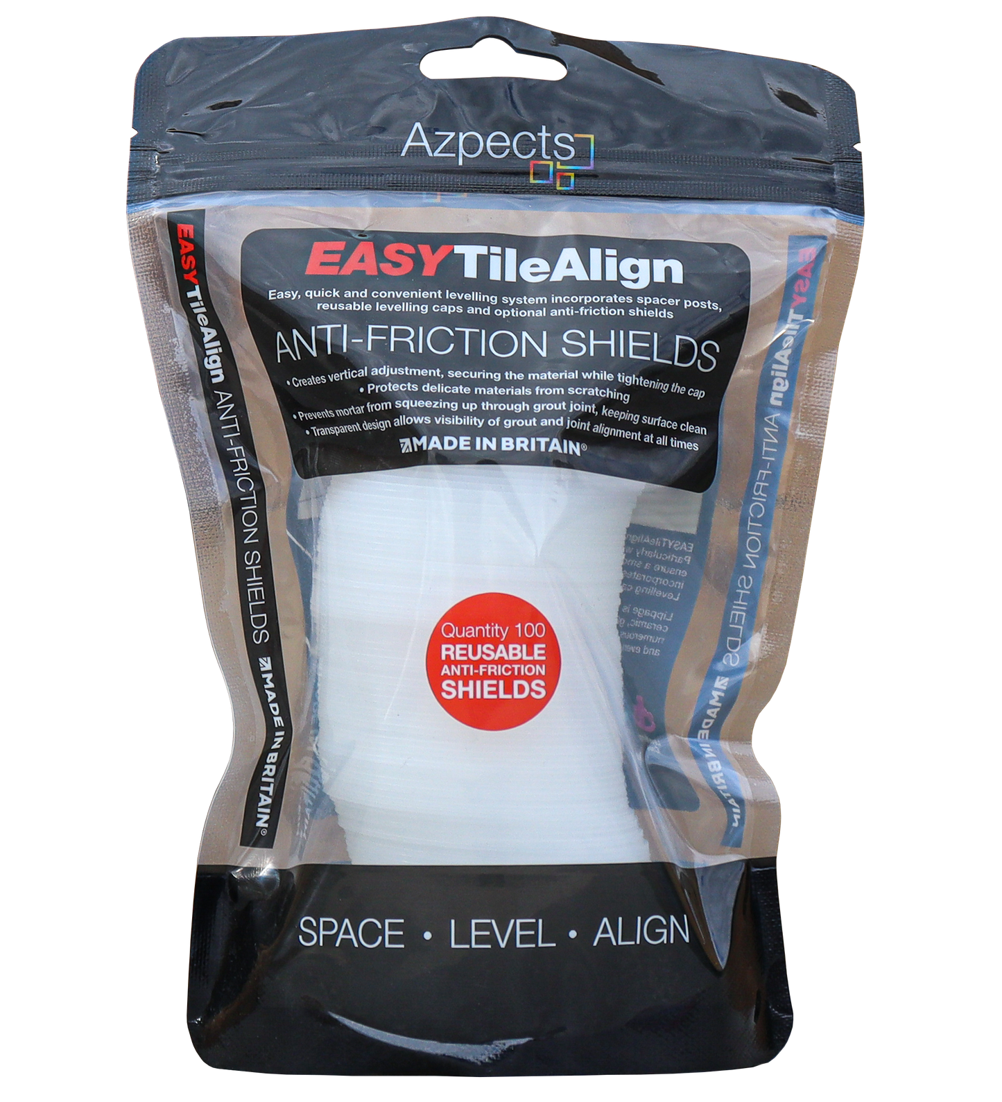AZPECTS (DTS) EASYSCAPE EASYTILEALIGN ANTI FRICTION SHIELD PACK (100) CLEAR 6520