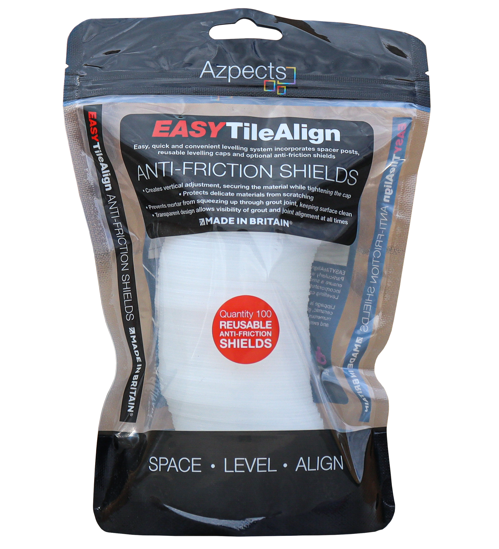 AZPECTS (DTS) EASYSCAPE EASYTILEALIGN ANTI FRICTION SHIELD PACK (100) CLEAR 6520