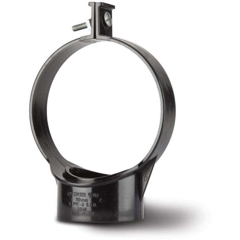 POLYPIPE STRAP BOSS OPEN BACK FIX 110mm SG40 SG40B BLACK
