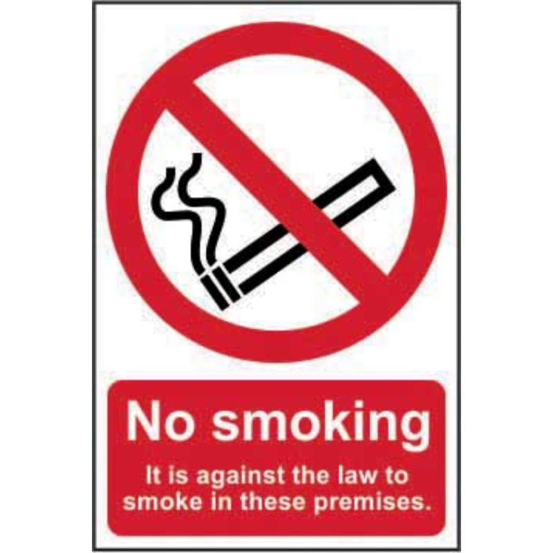 PVC SELF ADH SIGN 200mm WIDE x 300mm NO SMOKING 0567