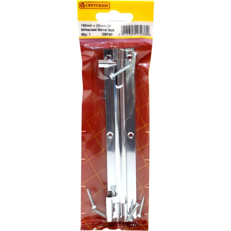 CENTURION DB79P CHROME PLATED WIDE NECKED BARREL BOLT 150 x 25mm