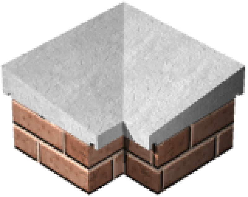 Supreme Concrete Once Weathered Splayed Coping Internal Corner 355 x 460mm 14 x 18" COP218