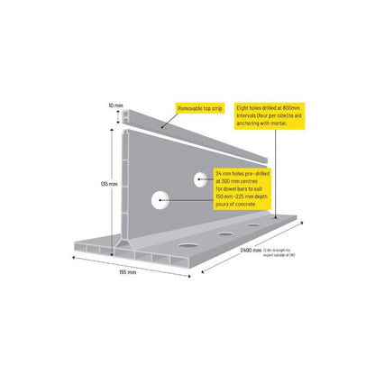 KFORM K135 2.4m LENGTH CONCRETE FORMER INCLUDES 1 TOP STRIP & 2 DOMINO CLIPS