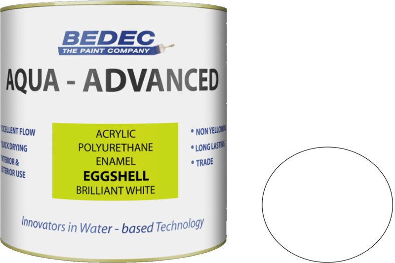 BEDEC AQUA ADVANCED EGGSHELL 1l BRILLIANT WHITE BEDE2QE0002/38