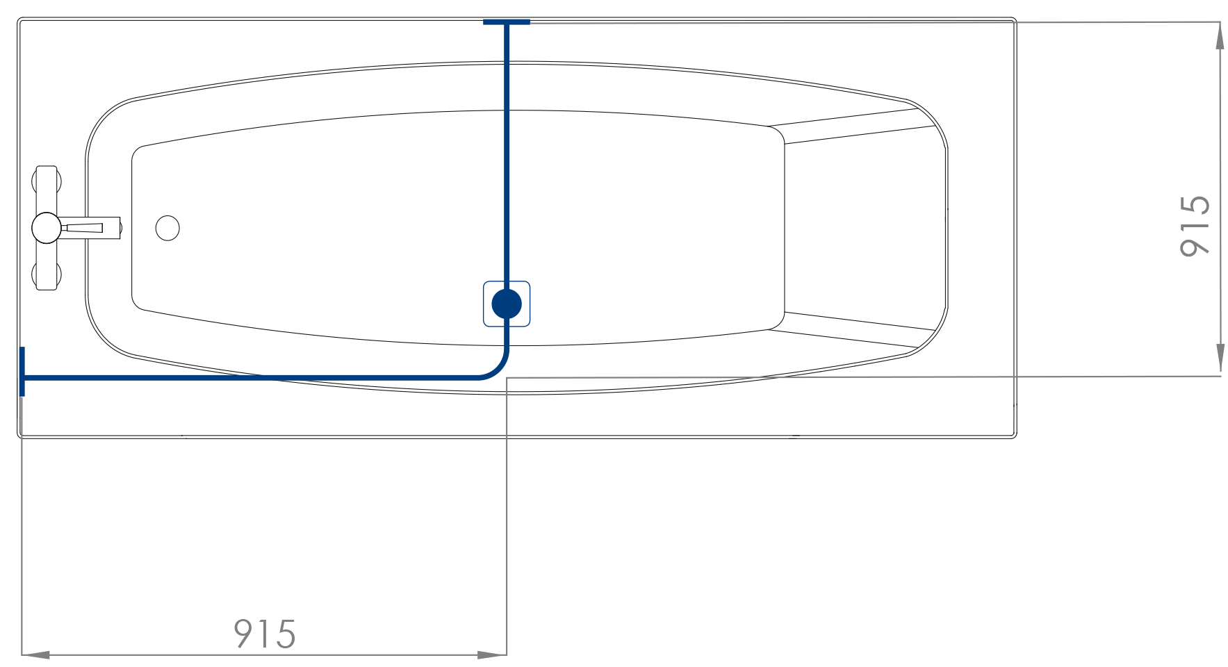 CROYDEX GP85600 ANGLED RAIL 915 x 15mm SILVER