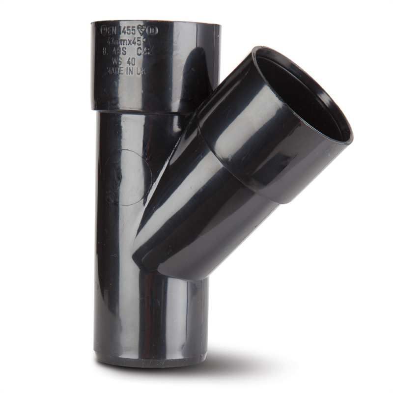 POLYPIPE ABS JUNCTION 40mm x 45deg WS40 WS40B BLACK