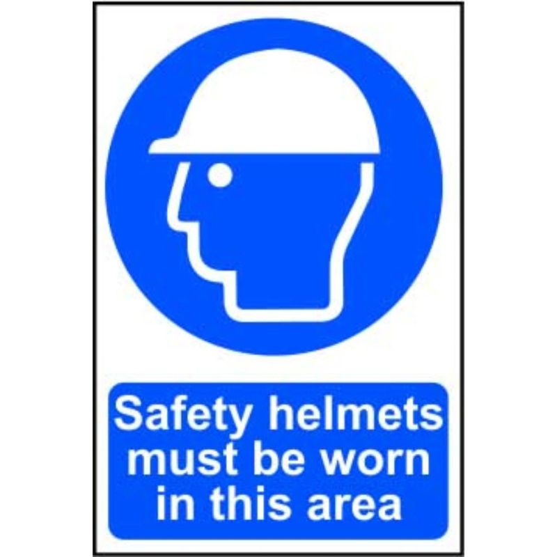 PVC SELF ADH SIGN 600mm WIDE x 400mm HARD HAT MUST BE WORN 4000