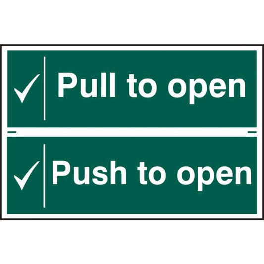 PVC SELF ADH SIGN 200mm WIDE x 300mm PULL TO OPEN / PUSH TO OPEN 1524