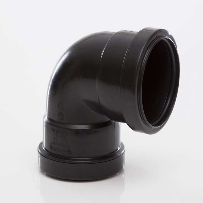 POLYPIPE PUSHFIT KNUCKLE BEND 50mm x 90deg WP64 WP64B BLACK