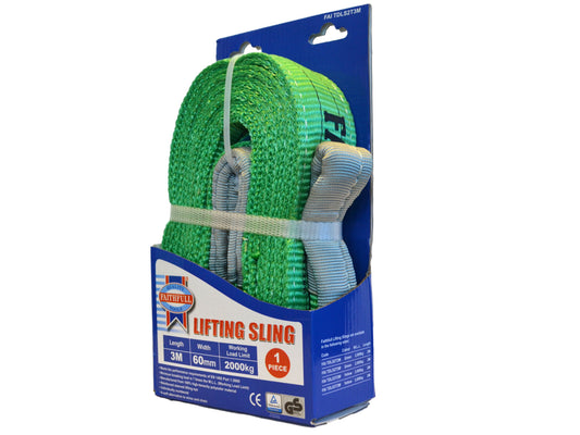 FAITHFULL FAITDLS2T3M LIFTING SLING 2 TONNE 60mm x 3m GREEN