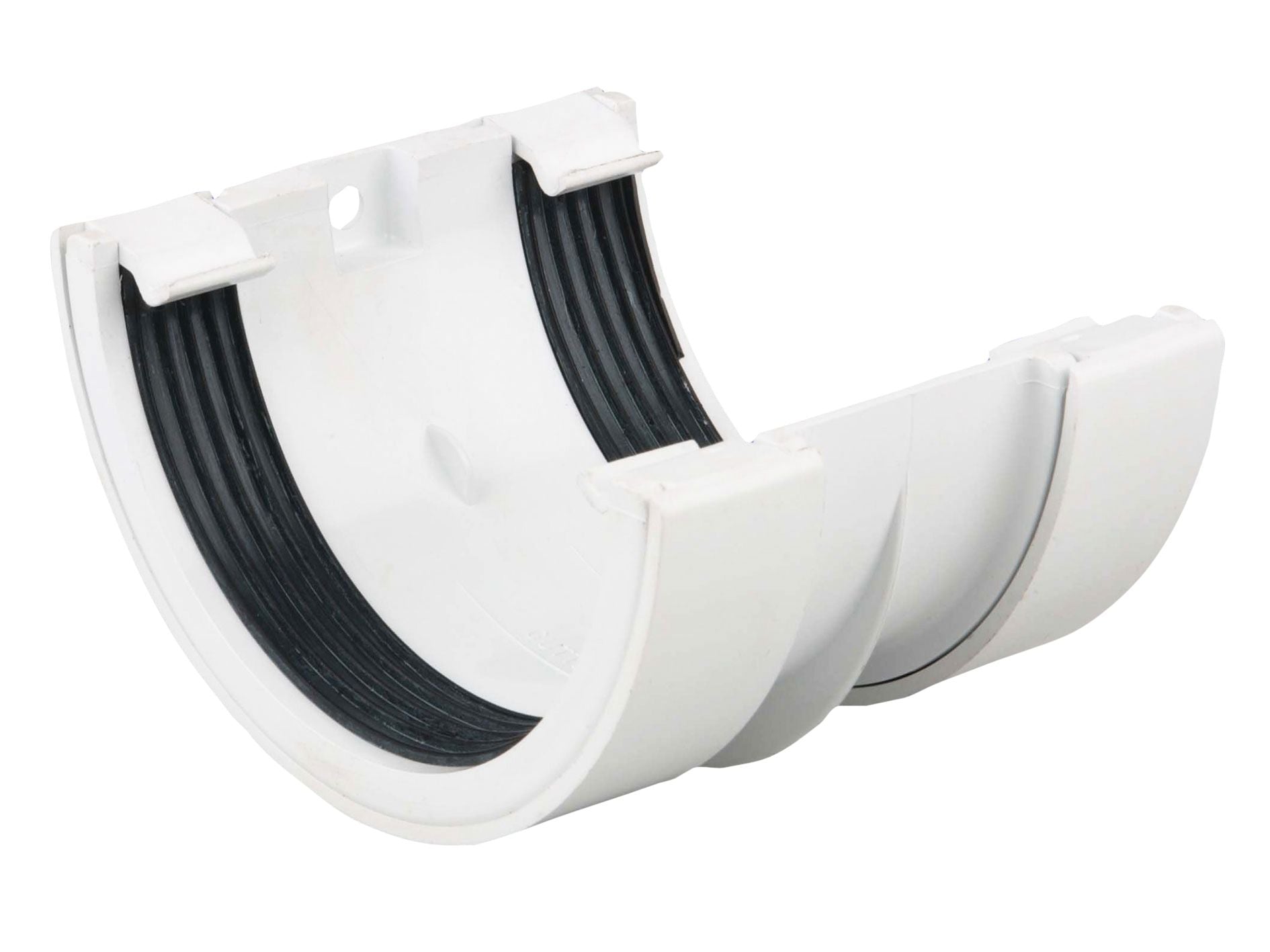 OSMA 0T005 ROUND PVCU GUTTER JOINTING BRACKET 112mm 0T005W WHITE