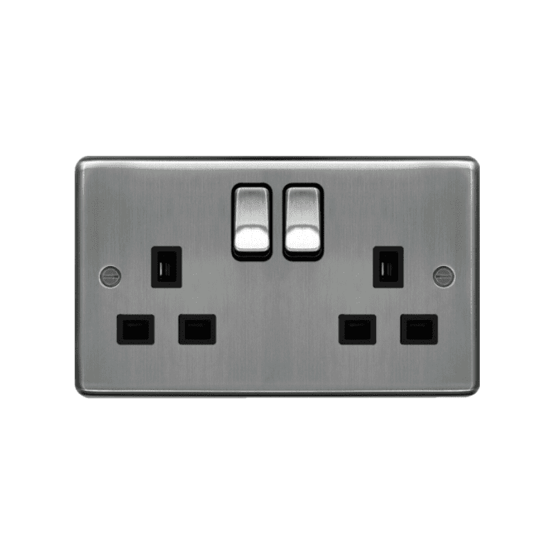 HAGER WRSS82BSB 2G SOCKET RAISED BS BLACK INSERTS