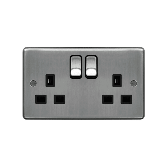 HAGER WRSS82BSB 2G SOCKET RAISED BS BLACK INSERTS