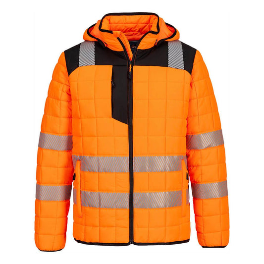 PW3 Hi-Vis Square Baffle Jacket, 4XL, R, Orange/Black