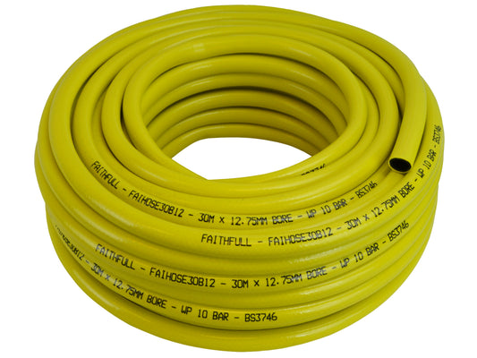 FAITHFULL FAIHOSE30B12 HEAVY-DUTY REINFORCED BUILDERS HOSE 1/2" x 30m YELLOW