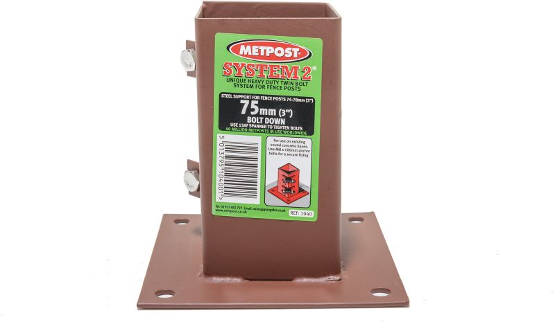 PERRY POST BOLT DOWN SUPPORT 75 x 75mm BROWN 47050075BR
