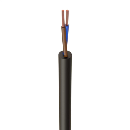 2182Y 0.5mm² PVC Round Flexible Cable Black (50m Drum)