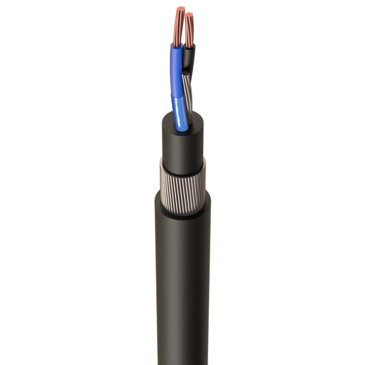 1.5mm² 1 Pair BS5308 Part1 Type2 SWA Black (Cut Length Sold By The Mtr)